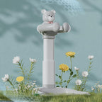 Adjustable Baby Shower Stand with Anti-Slip Base, Huggable Bear Bath Support, Portable Baby Shower Stand, Bath Shower Standing Support Baby Bath Stand for Infants Babys Grey Bear