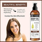 pureSCRUBS Ultra Moisturizing Sandalwood Body Oil Spray For Dry Skin, Massage, Cuticles & More, Organic Blend of Jojoba, Argan, Coconut, Sweet Almond & Avocado Oils Enriched with Vitamin E, Lg 4oz