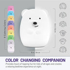 Lumipets Remote Control Silicone Night Light for Kids - Bear Design with 9 Soft Colors & Sleep Timer - Rechargeable, Battery-Operated Lamp for Bedroom | Baby Nursery, Toddler, Girls, Boys