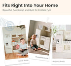 Tiny Land Play Kitchen for Kids, Upgraded Wooden Kitchen Toy with Complete Play Areas, Pretend Cooking Set with Sink, Stove, Microwave, Toy Coffee Station & Storage for Kids Ages 3+