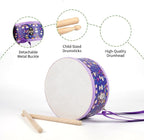 Kids Drum Set with Adjustable Strap: Toddler Musical Instrument for Ages 3-5, Wearable Drum Kit with Drumsticks, Educational Percussion Toy for Rhythm Music Development (Purple)
