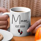 Personalized Promoted To Mommy EST. 2026 Accent Coffee Mug, Pregnancy Announcement White Ceramic Cup Gift For New Mom, Custom Name & Picture Ultrasound Baby Coffee Cup 11 15 Oz, Future Mommy Teacup