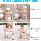 Toddler Bath Stand-ABS & TPE Material, Foldable & Adjustable 5 Levels Infant Bath Seat for Babies 6 Months to 3 Years Old, Non-Slip|Easy to Clean|Convenient for Travel, No Assembly Need
