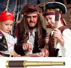 Pirate Spyglass Telescope Pocket Compass Kids Toys Set for Pirate Party, Retro Pirate Telescope Zoomable 25x30 Spyglass with Pirate Pocket Compass for Pirate Party Supplies