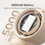 JISULIFE Stroller Fan Baby Large, Safe Bladeless for Crib, Desk, Portable Battery Rechargeable Cooling Fan with Air Turbo Tech, Night Light, Food-Grade Gift for Mom/Dad/Friend - Brown