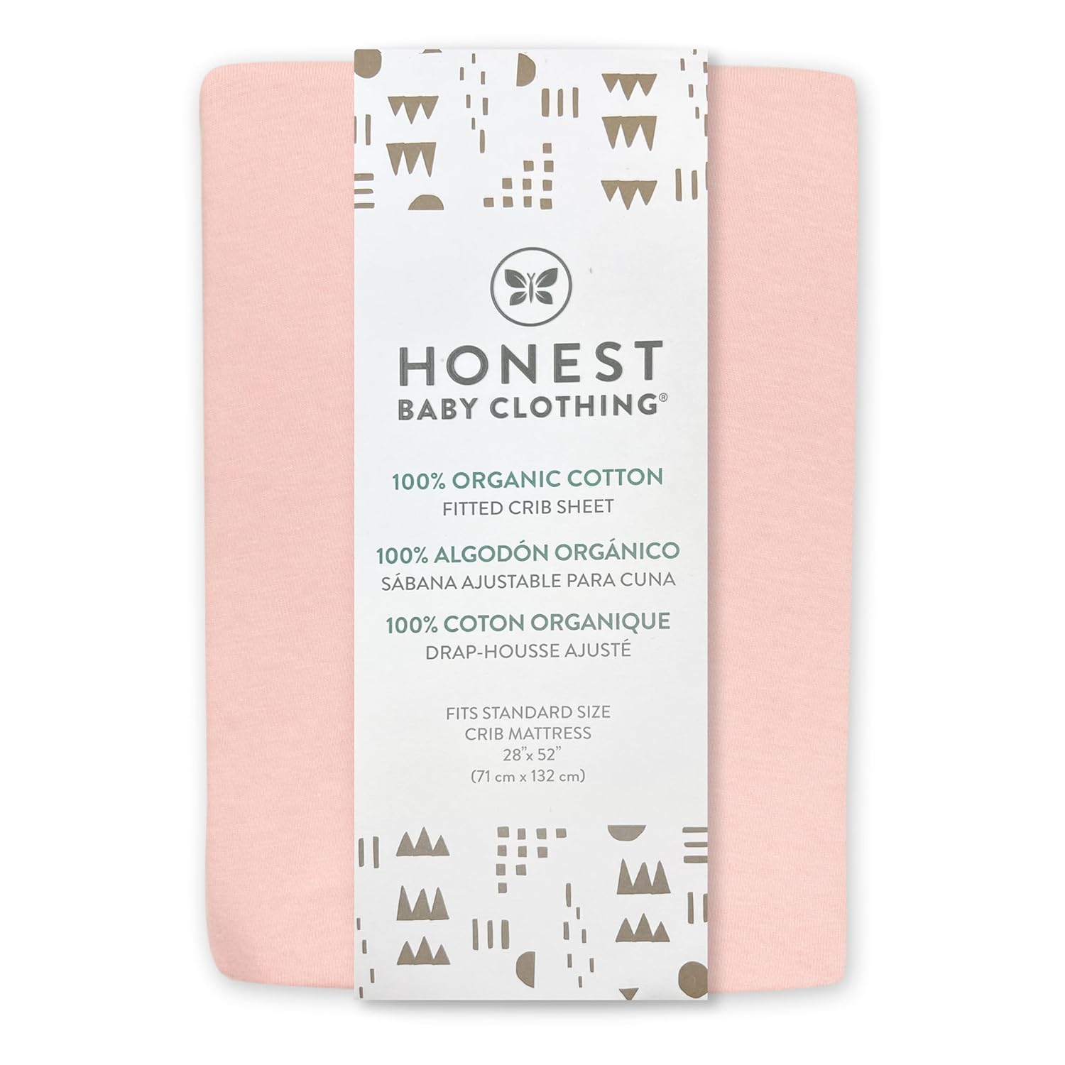 HonestBaby Unisex-Baby Fitted Crib Sheets Set Standard Mattress, 100% Organic Cotton Baby Boys, Girls, Neutral, 1 Pack - Jumbo Leaf Sage, One Size
