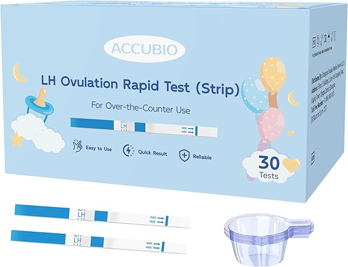 Ovulation Test Strips, Bulk Ovulation Tests, Fertility Tests with Collection Cups, Accurate LH Test for Home, Ovulation Predictor Kit, 5mm Wider 25 MIU/mL (30 Count)