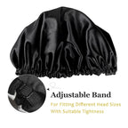YANIBEST Baby Satin Bonnet Sleep Cap - Double Layer Reversible Adjustable Silky Satin Cap for Infant Toddler(0-6 Months,Black)