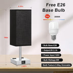 Touch Bedside Table Lamp for Nightstand - 3-Way Dimmable Night Lamp with USB A + Type C Charging Ports and Two AC Outlets, Small Desk Light with E26 LED Bulb for Bedroom Living Room Dorm Office,Black