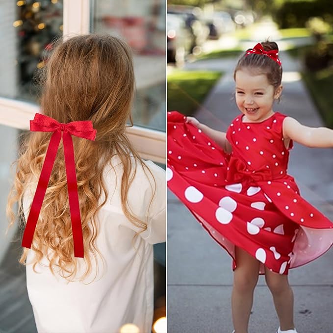 18pcs Red Hair Bows for Girls.Alligator Hair Clips,Hair-ties,Snap Clip Hairpins.Handmade Hair Accessories for Girls Gift Set