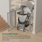 Cumbor 29.7"-40.6" Baby Gate for Stairs, Mom's Choice Awards Winner-Dog Gates for Doorways, Pressure Mounted Auto-Close Pet Gates for Dogs Indoor, Safety Child Gate with Easy Walk Thru Door, Gray