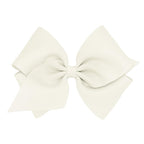 Wee Ones Girls' Plain Wrap Classic Grosgrain Hair Bows on a WeeStay No-Slip Hair Clip, Handmade, Mini King, Antique White
