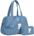 Initial Duffle Bag, Yoga Bags for Women，Overnight Bag with Wet Pocket，Lightweight Work Bags Personalized Gym Tote with Makeup Pouch-Daughter Gift from Grandma