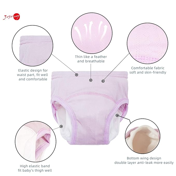 Joyo roy Potty Training Pants New Double Thigh Wings Training Panties 100% Cotton Toddler Training Underwear 2t Potty Training Underwear for Girls Training Underwear 2t-3t Toilet Training Pants