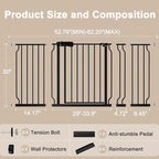 WAOWAO Baby Gate 52.76-62.2" Extra Wide Pressure Mounted Walk Through Swing Auto Close Safety Black Metal Toddler Kids Child Dog Pet Puppy for Stairs,Doorways,Kitchen