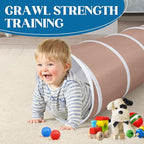 Kids Play Tunnel Tent for Toddlers, Pop Up Crawl Tunnel Toy for Baby or Pet with Neutral Color, Collapsible Gift for Boy and Girl Play Tunnel Indoor and Outdoor Game (Brown Tunnel)