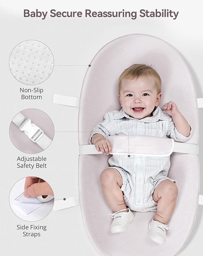 COMOMY Baby Changing Pad with Wipeable & Waterproof PU Cover, Contoured Diaper Changing Pad for Dresser with Non-Slip Safety Belt, Portable and Lightweight, Large Cushioned Foam, Lavender