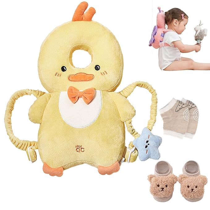 Baby Walker Head Protector Backpack Wear,Toddler Adjustable Baby Head Protection Backpack for Safety Baby Learning Walking Crawling (Chicken)