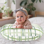 Nursing Pillow Cover, Removable Nursing Covers for Breastfeeding Pillows, Stretchy and Soft Fit for Baby Girls Boys Newborn, Green Grid (Only Cover)