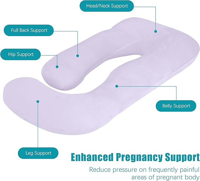 Cute Castle Pregnancy Pillows, Soft U-Shape Maternity Pillow with Removable Cover - Full Body Pillows for Adults Sleeping - Pregnancy Must Haves - Jumbo 57 Inch - Purple