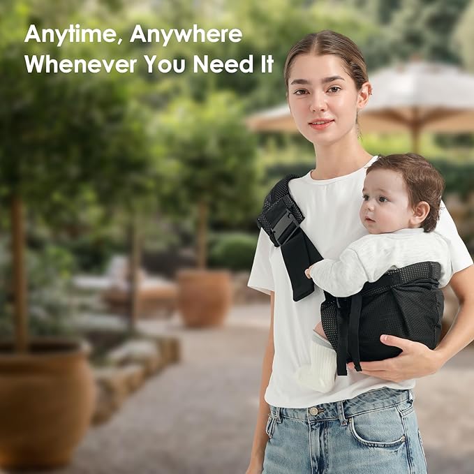 Toddler Sling Carrier, Easy to Wear Baby Carrier Sling 7-40 lbs, Adjustable Lightweight Baby Wrap Sling, Perfect Toddler Hip Carriers One Size Fits All, Black Mesh