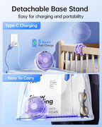 SWEETFULL Portable Stroller Fan with Display 4000mAh Battery Powered Mini Clip On Fan, 4-Speed Rechargeable Small Personal Cooling for Baby Car Seat Crib Travel - Purple