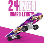 24 inch Rude Boyz Mini Cruiser Skateboard - Aluminium Trucks - Kids Skateboard Ages 5-8 Beginner - Skateboards for Kids