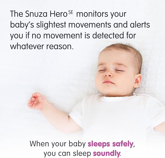 Snuza Hero Baby Monitor: Alerts When No Movement Detected, Gentle Vibration Pre-Alerts, Attaches to Diaper, No WiFi/Bluetooth, Medical Grade Material. Safer Sleep for Babies, Better Sleep for Parents.