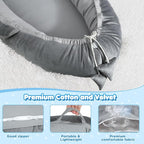 Baby Lounger - Baby Lounger for Newborn 0-24 Months, Breathable & Soft Cotton and Velvet Cover Baby Nest, Portable Tummy Time Lounger for Home and Travel, Ideal Baby Essentials & Shower Gifts