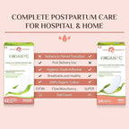 Organyc Hospital Postpartum Pads, 100% Certified Organic Cotton Inside and Out for Women, for First Days After Delivery, 12 Counts