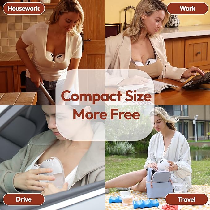 NCVI Wearable Breast Pump Hands Free, Portable Electric Breastfeeding Pump with 1500mAh Battery, Quiet Operation, Smart LED Display, 4 Modes & 9 Levels, 19/21/24mm Flanges, 2 Pack, White