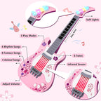 M SANMERSEN Kids Guitar for Girl Music Toy Electric Pink Guitars with Strap for Kid Toddler Musical Instrument Toys for 3 4 5 Year Old Girls Gifts