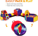 Playz 5pc Kids' Play Tents & Tunnels - Ball Pit for Toddlers, Basketball Hoop, Crawling Tubes, Pop-Up Playhouses, Baby Obstacle Course for Indoor or Outdoor Use