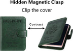 Passport Holder Cover Wallet RFID Blocking Leather Card Case Travel Accessories for Women Men (Atrovirens)