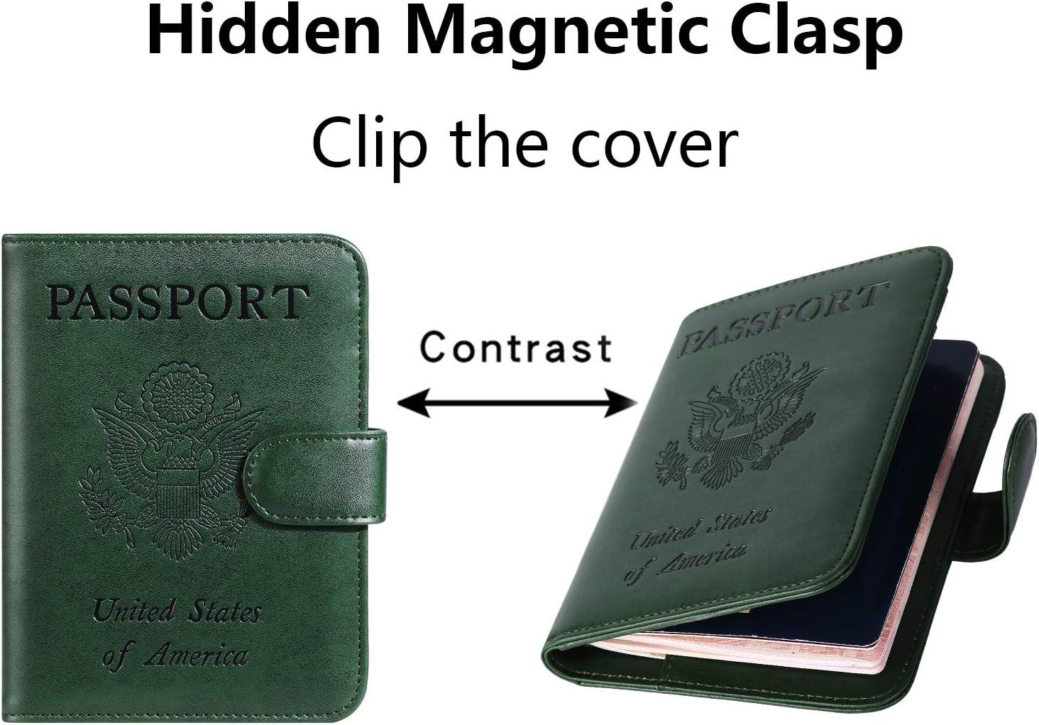 Passport Holder Cover Wallet RFID Blocking Leather Card Case Travel Accessories for Women Men (Atrovirens)