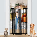 55.1 Inch Tall Baby Gate Auto Close Dog Gate Adjustable 29.92" - 43" Wide Pressure Mounted Walk Through Swing Pet Gate for Doorways (Black, 29.92" - 43")