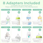 Portable Cordless Baby Bottle Warmer for Travel, Rechargeable with 8 Adapters & 1 Milk Powder Container, Safe Material, Fast Heating, Compatible with Major Brands,White