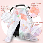 Car Seat Cover Baby, Infant Car Seat Canopy Covers for Newborn Girls Boys, Soft Minky Carseat Covers Stretchy Multi-Use Nursing Cover for Stroller Baby Car Seat, Purple Floral