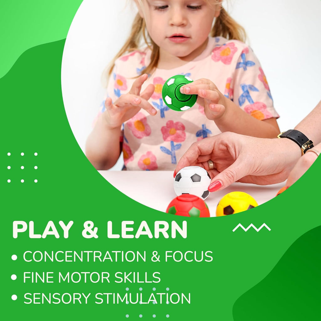 Entervending Fidget Spinners - 2 Inch Stress Balls - 12 Pcs Soccer Party Favors - Green Mini Fidget Spinners - Classroom Prizes - Fidget Spinners for Kids Easter Basket Stuffers