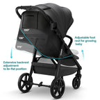 Mompush Nova Baby Stroller for Toddler, Infant & Newborn | Spacious Seat & Lie-Flat Mode | Compact One-Hand Fold, UPF 50+ Canopy & All-Wheel Suspension | Includes Rain Cover & Cup Holder