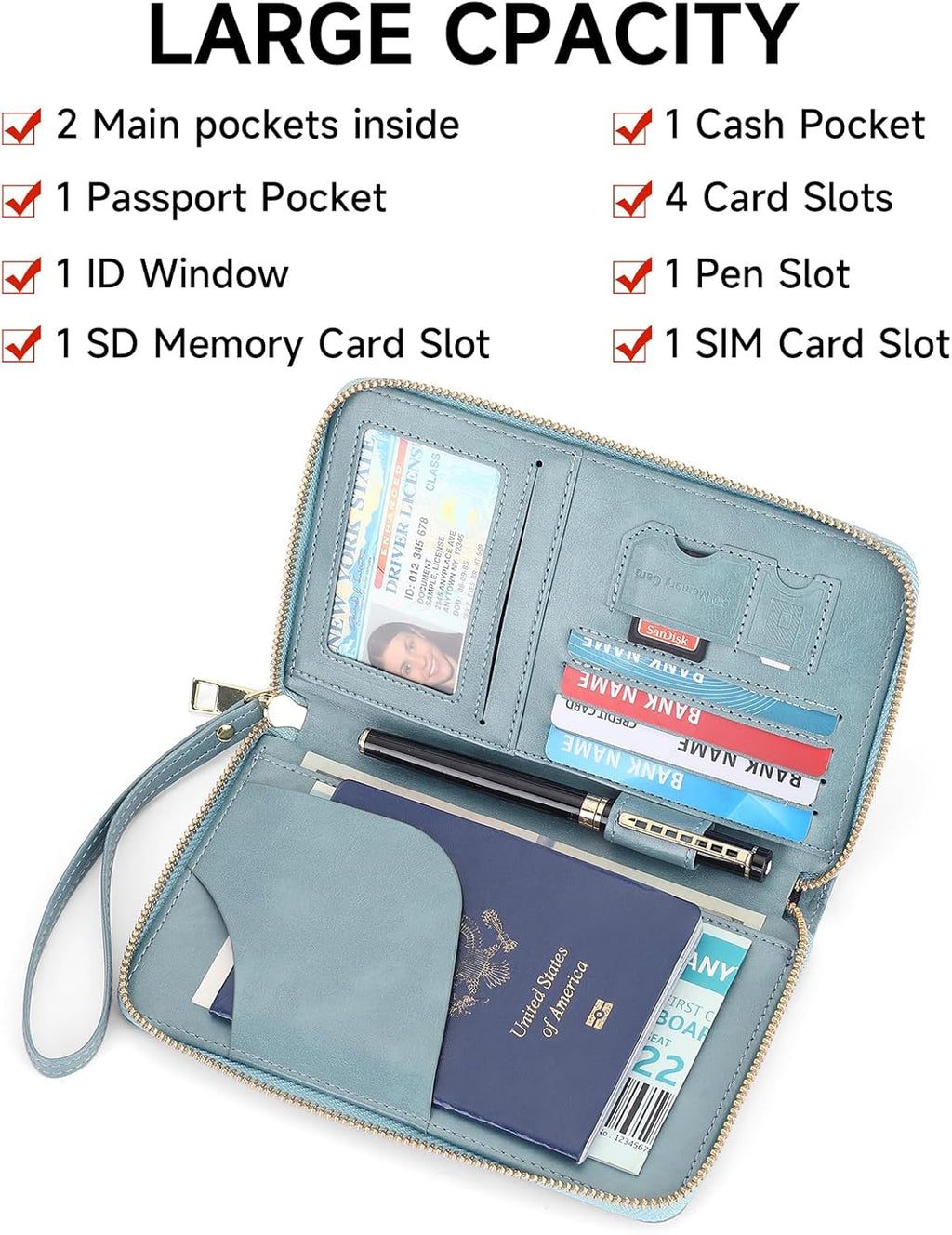 Leather RFID Blocking Passport Holder Travel Wallet, Passport Cover/Travel Wallet for Women/Men with