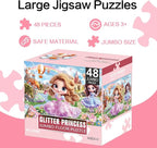 Jumbo Floor Puzzle for Kids,48 Piece Princess Large Jigsaw Puzzles,Puzzle for Toddler Ages 3-5,Preschool Educational Intellectual Development Toy Gift for Boys & Girls Ages 4-8