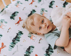 Crib Sheets Neutral - Fitted Baby Crib Sheets Bed for Girl Boy - 2 Pack Standard & Toddler Mattress (Woodland Forest Animals) - Buttery Soft Organic Cotton Blend