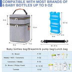 Breastmilk Cooler Bag with Ice Pack Fits 6 Baby Bottles Up to 9 Ounce