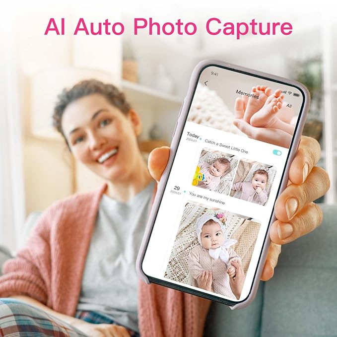 Smart Video Baby Monitor with Camera and Audio,Dual Mode,WiFi On/Off Switch,2.8inch Display,App,1080p Camera,1500ft Long Range,Night Vision,2-Way Talk,AI Baby Growth Album Function