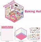 5 Set 3D Sticker Scene,Fun Room Sticker Book,Fun Stacking Miniature Scene Stickers,Make Your Own Stickers, 5 Set Cute Cartoon Sticker Therapy for Adults Kids