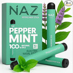 Naz Menthol Herbal Nasal Stick - Spearmint, Camphor, Eucalyptus Extracts w/Vapor Electric Nasal Inhaler for Aromatherapy, ICY Refreshing & Focus Diffuser Pen - 3Pak