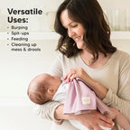 Organic Burp Cloths Baby Boy, Girl - 6-Pack Large Cotton Burping Cloths for Babies, Spit Up Rags, Super Absorbent, Ultra Soft Newborn Rag, Gender Neutral, Machine Washable, Durable (Mauve)