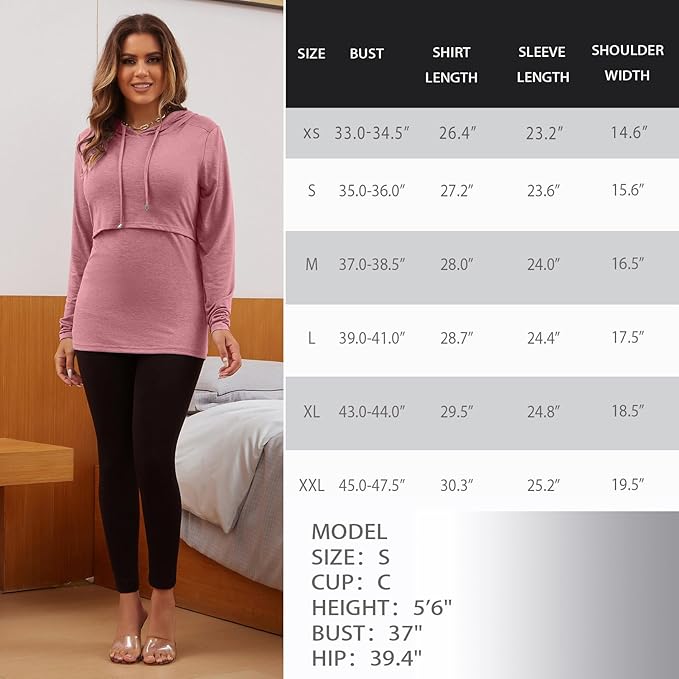 GINKANA Women's Nursing Hoodie Sweatshirt Long Sleeves Breastfeeding Maternity Tops Casual Clothes
