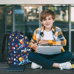 Space Moon Spacecraft Children Backpack For School Boys Girls Universe Planet Galaxy Space Ship Backpacks Funny Astronaut Rocket Stars Book Bag For School Travel Hiking For Boys Girls Kids